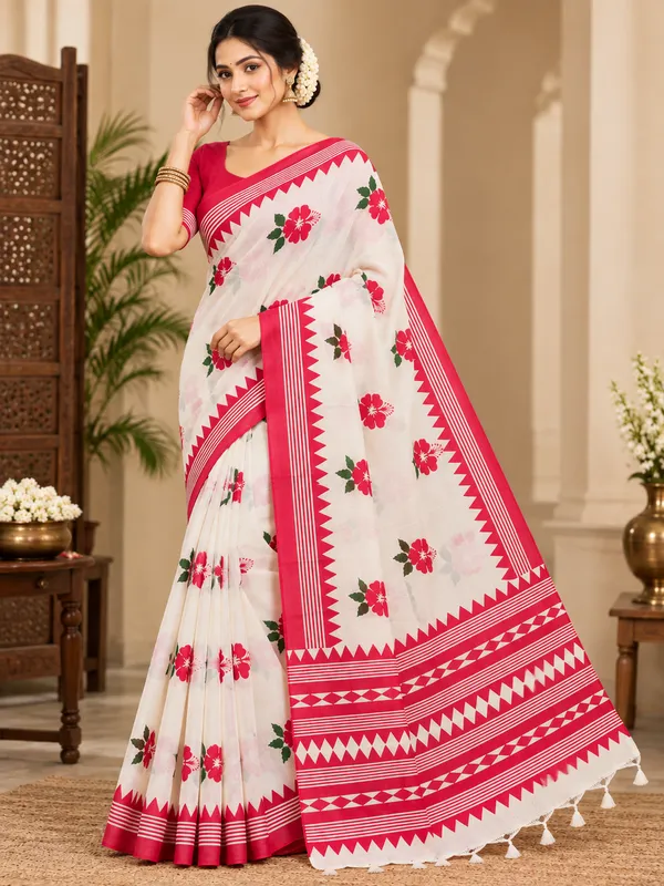 SINDHUJA_FASHION_HOUSE_KHADI_COTTON_HIBISCUS_PRINT_SAREE