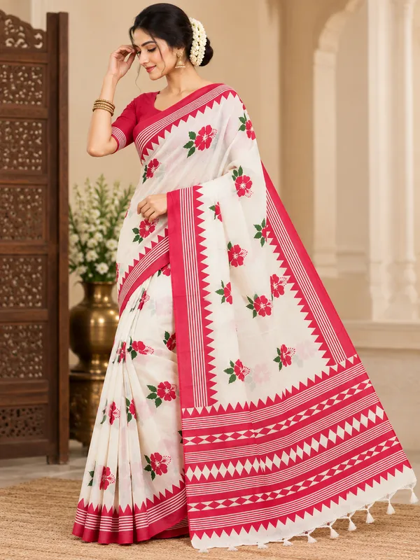 SINDHUJA_FASHION_HOUSE_KHADI_COTTON_HIBISCUS_PRINT_SAREE