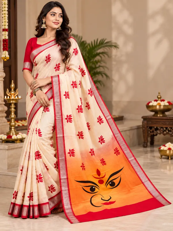 SINDHUJA_FASHION_HOUSE_LINEN_COTTON_DURGA_PRINT_SAREE