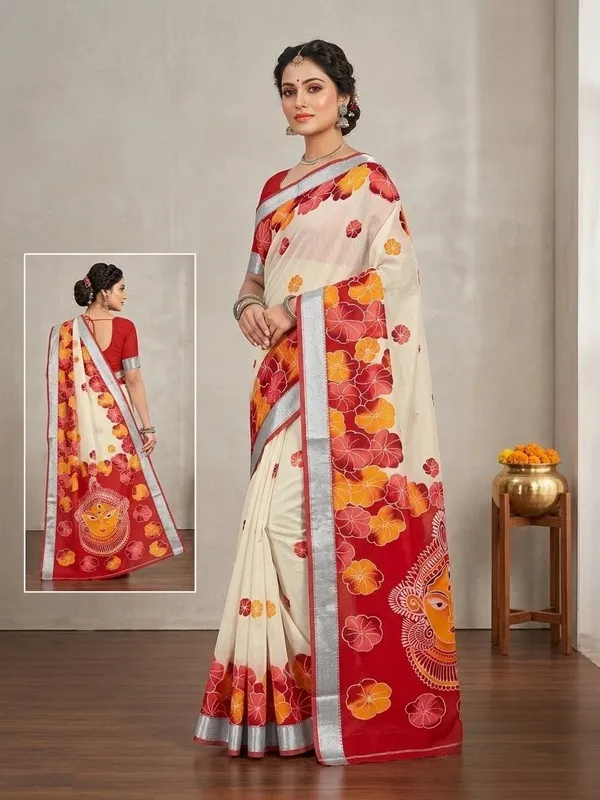 SINDHUJA_FASHION_HOUSE_LINEN_COTTON_DURGA_PRINT_SAREE