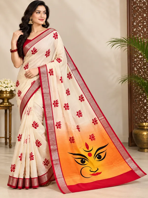 SINDHUJA_FASHION_HOUSE_LINEN_COTTON_DURGA_PRINT_SAREE