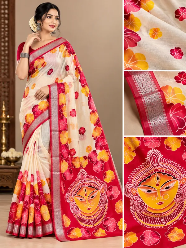 SINDHUJA_FASHION_HOUSE_LINEN_COTTON_DURGA_PRINT_SAREE