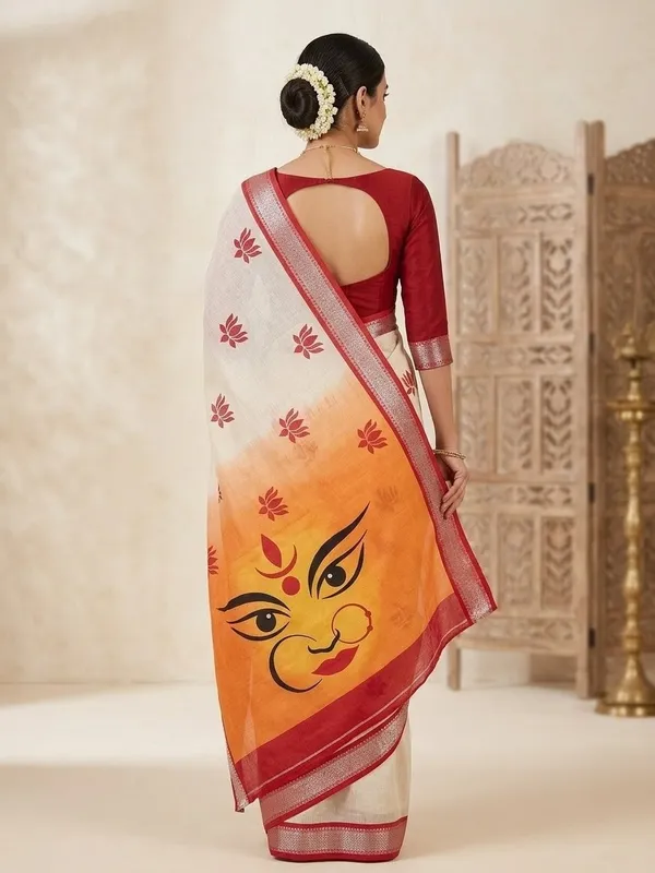 SINDHUJA_FASHION_HOUSE_LINEN_COTTON_DURGA_PRINT_SAREE