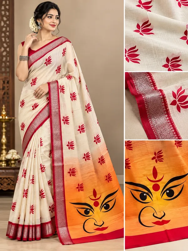 SINDHUJA_FASHION_HOUSE_LINEN_COTTON_DURGA_PRINT_SAREE