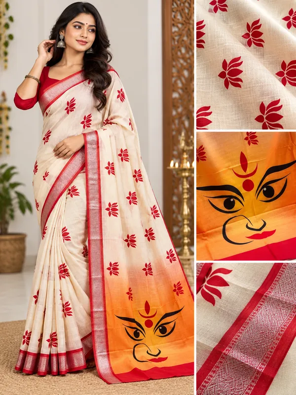SINDHUJA_FASHION_HOUSE_LINEN_COTTON_DURGA_PRINT_SAREE