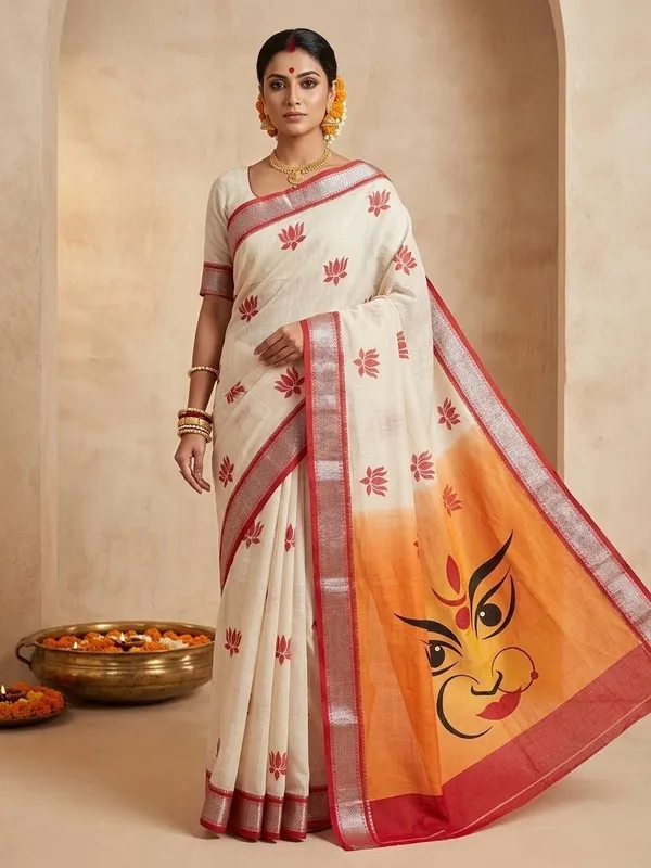 SINDHUJA_FASHION_HOUSE_LINEN_COTTON_DURGA_PRINT_SAREE