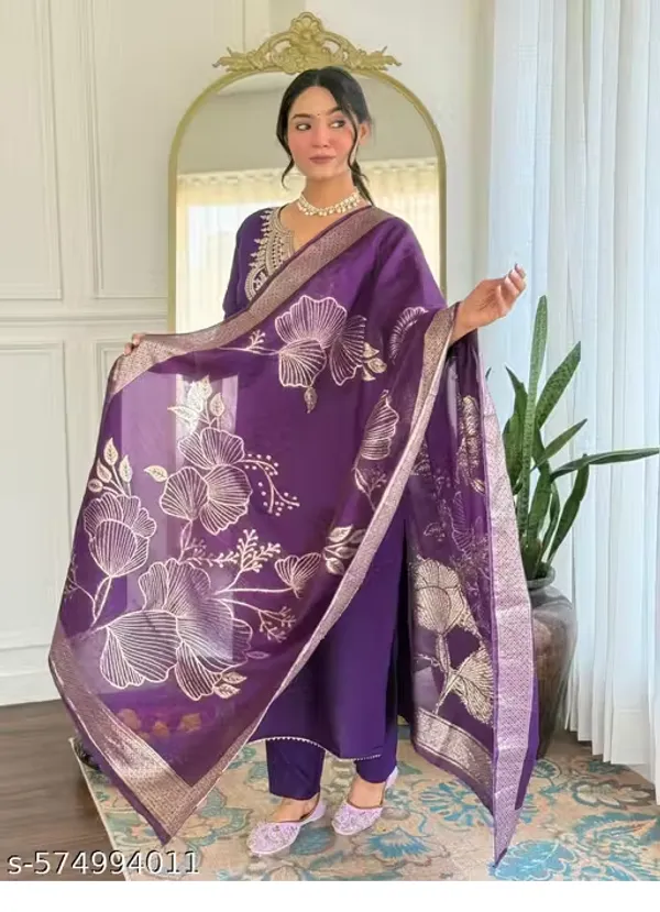 Purple_Rayon_Slub_Straight_Floral_Print_Kurta_Set_For_Women
