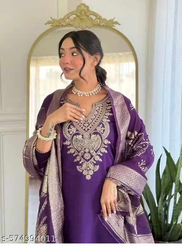Purple_Rayon_Slub_Straight_Floral_Print_Kurta_Set_For_Women