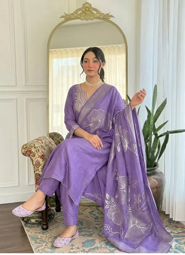 Purple_Rayon_Slub_Straight_Floral_Print_Kurta_Set_For_Women