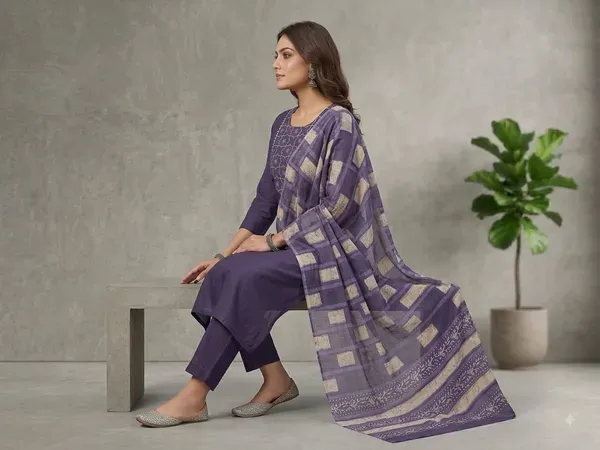 Violet_Rayon_Slub_Straight_Kurta_Set_For_Women