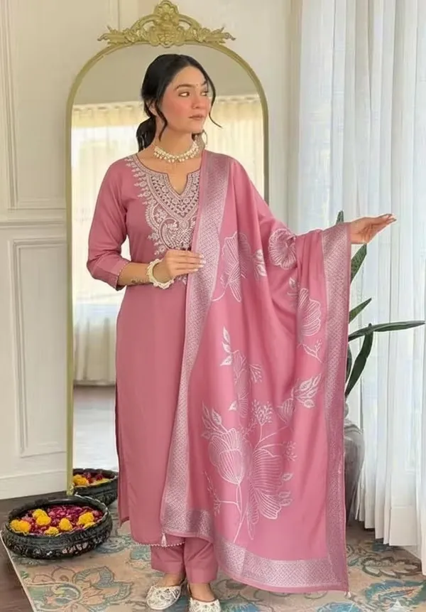 Pink_Rayon_Slub_Embroidered_Kurta_Set_For_Women
