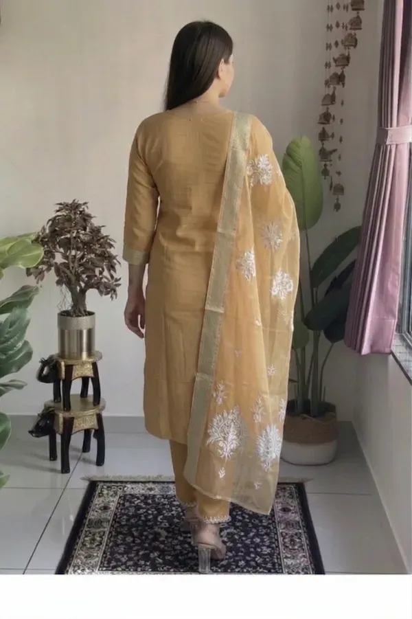 Mustard_Rayon_Slub_Embroidered_Straight_Kurta_Set_For_Women