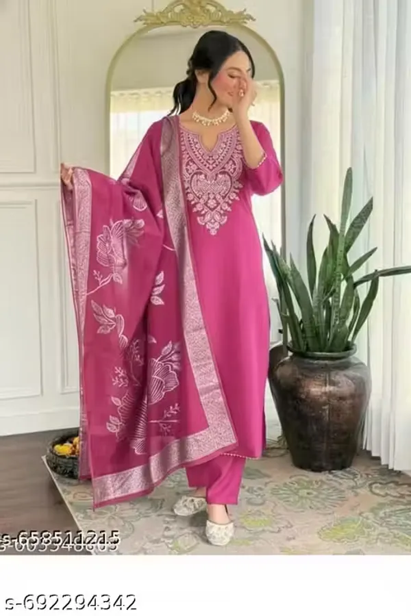 Pink_Rayon_Slub_Straight_Embroidered_Kurta_Set_For_Women