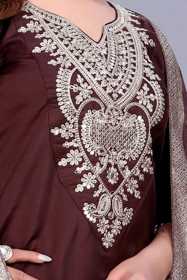 Brown_Rayon_Slub_Straight_Embroidered_Suit_Set_For_Women