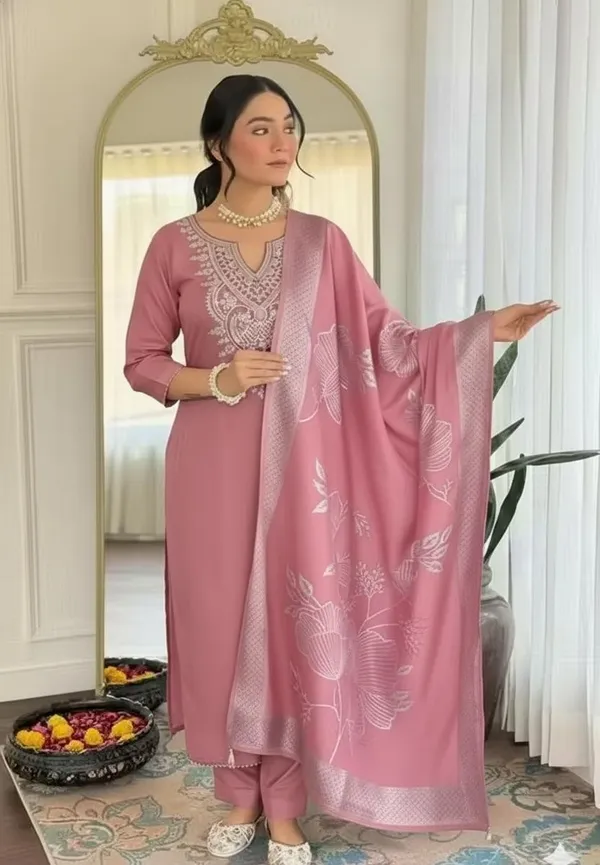 Pink_Rayon_Slub_Embroidered_Kurta_Set_For_Women