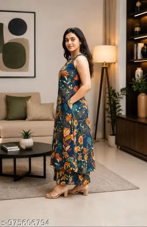 Multicolour_Rayon_Slub_Printed_Sleeveless_Kurti_Set_For_Women