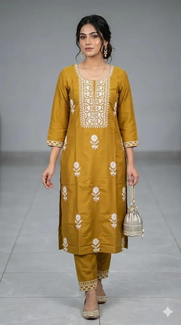 Mustard_Yellow_Rayon_Slub_Two_Piece_Set_For_Women