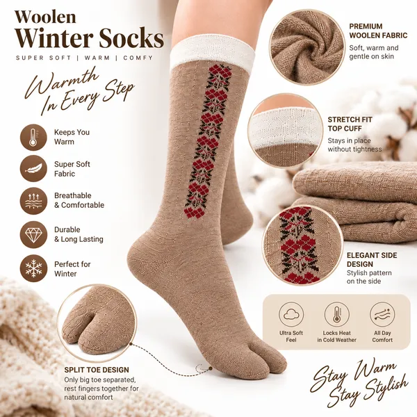 Beige_Woolen_Split_Toe_Socks_For_Women_Combo_3