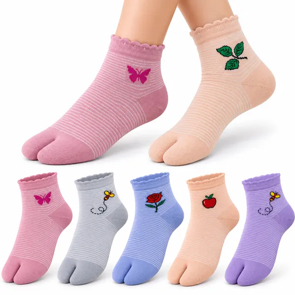Multicolor_Ankle_Split_Toe_Socks_Set_For_Women