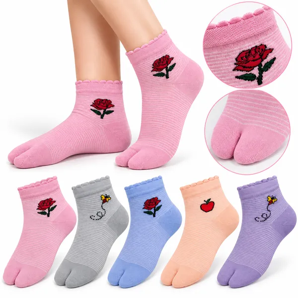 Multicolor_Ankle_Split_Toe_Socks_Set_For_Women