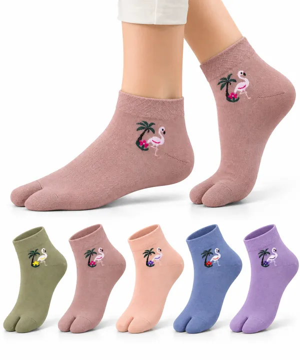 Multicolor_Stretchable_Split_Toe_Ankle_Socks_For_Women