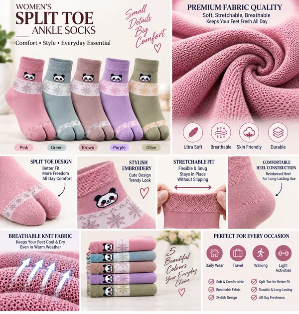 Multicolor_Knit_Split_Toe_Ankle_Socks_For_Women_Combo_5