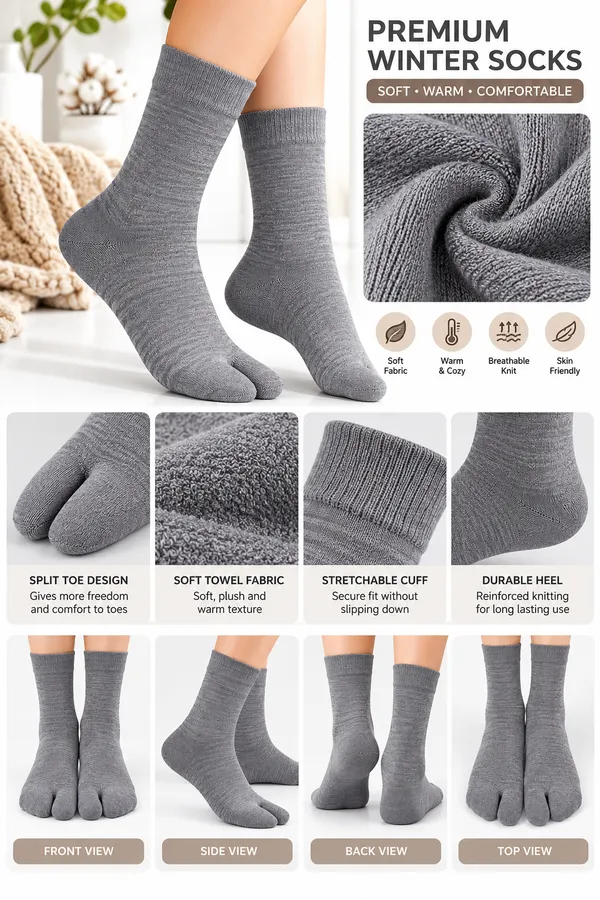 Grey_Five_Toe_Socks_Pack_Of_3_Pairs_For_Men_And_Women