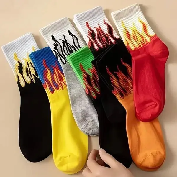 Men_&_Women_Fire_Graphic_Print_Ankle_Length_(Pack_Of_5)
