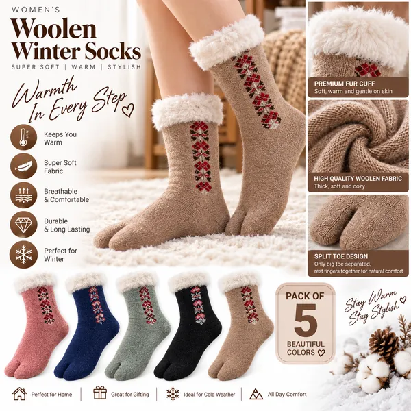 Beige_Woolen_Split_Toe_Socks_For_Women_Combo_3