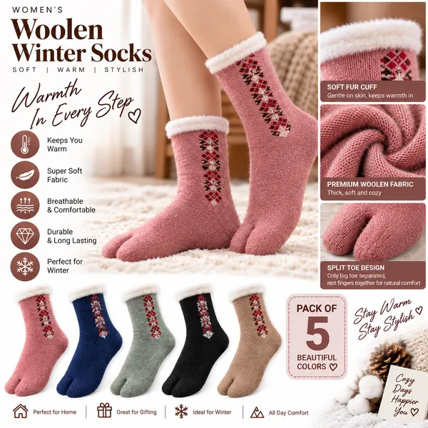 Beige_Woolen_Split_Toe_Socks_For_Women_Combo_3