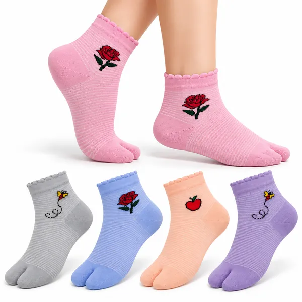 Multicolor_Ankle_Split_Toe_Socks_Set_For_Women
