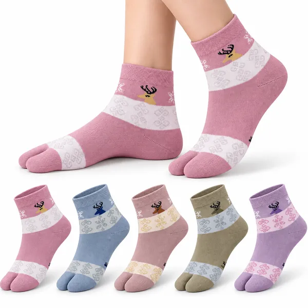 Multicolor_Ankle_Toe_Socks_Pack_For_Women