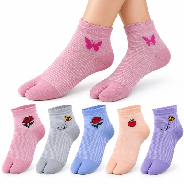 Multicolor_Ankle_Split_Toe_Socks_Set_For_Women