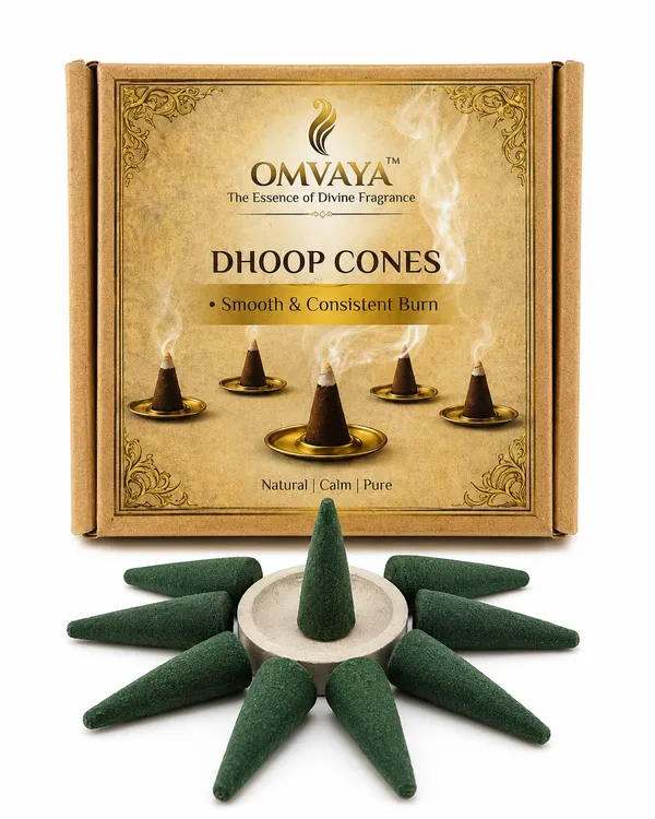 OMVAYA_Mogra_Dhoop_Cones_|_Long_Lasting_Mogra_Fragrance_|_Smooth_&_Consistent_Burn_|_Premium_Incense_Cones_for_Home,_Temple,_Meditation,_Yoga_&_Pooja_|_Pack_of_40_Cones