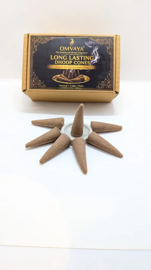 OMVAYA_Sandalwood_Dhoop_Cones_(30_Cones)_|_Up_to_40_Min_Burn_Time_|_Long_Lasting_Incense_Cones_for_Pooja,_Meditation_&_Yoga