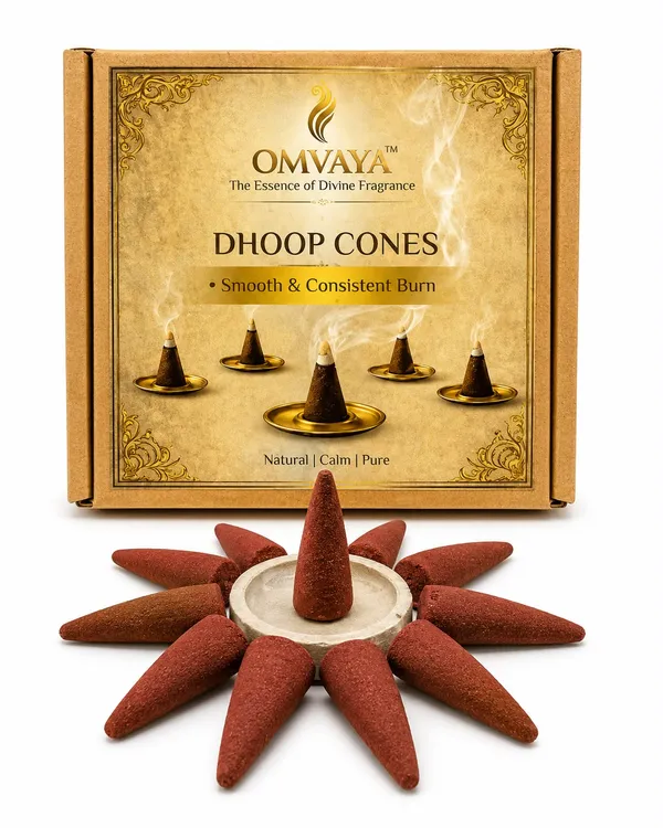 OMVAYA_Rose_Dhoop_Cones_|_Long_Lasting_Rose_Fragrance_|_Smooth_&_Consistent_Burn_|_Premium_Incense_Cones_for_Home,_Temple,_Meditation,_Yoga_&_Pooja_|_Pack_of_40_Cones