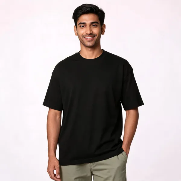 Black_Cotton_Casual_Fit_T-Shirt_For_Men