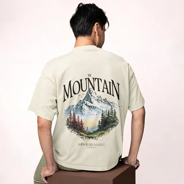 Cream_Cotton_Casual_Graphic_T-Shirt_For_Men