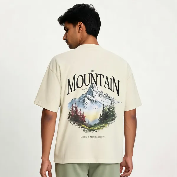 Cream_Cotton_Casual_Graphic_T-Shirt_For_Men
