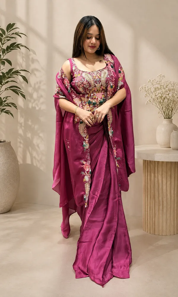 Rani_Pink_Crepe_Silk_Embroidered_Designer_Sharara_Set_With_Shrug_For_Women