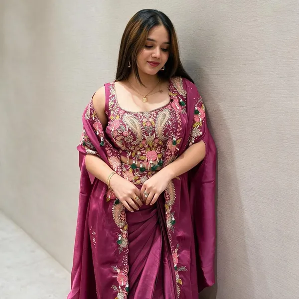 Rani_Pink_Crepe_Silk_Embroidered_Designer_Sharara_Set_With_Shrug_For_Women