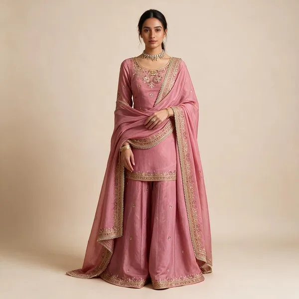 Dusty_Rose_Pink_Designer_Chinon_Silk_Party_Wear_Top_And_Palazzo_Set_With_Dupatta_For_Women