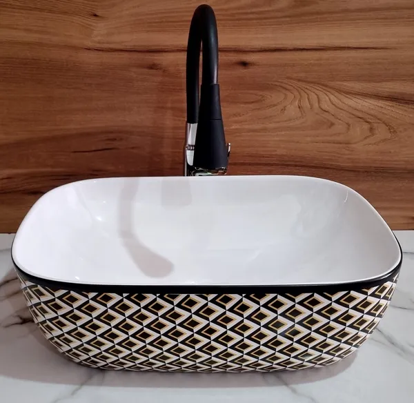 HISRE_Home_Basin_(Cross_Black_designs)_Table_Top_Wash_Basin_Counter_Top_(BLACK)