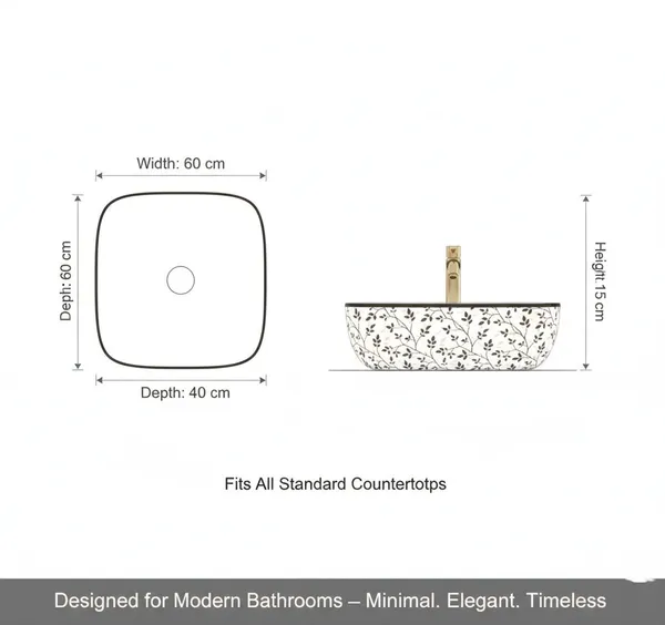 HISRE_Luxury_White_with_Black_Leaf_Design_|_Easy_to_Clean_Bathroom_Sink_|_60x40x15_cm_TABLE_TOP_COUNTER_BASIN_WHITE_Table_Top_Basin_(WHITE)