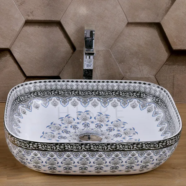 HISRE_Table_Top_Ceramic_Wash_Basin_|_Bathroom_wash_basin_|_Kitchen_Sink_(White)_Wash_Basin_For_Bathroom_RANGOLI_BLUE_Table_Top_Basin_(WHITE)