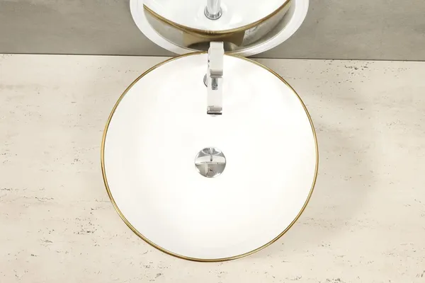 HISRE_Resin_Round_Designer_Floral_Basin_Countertop_Tabletop_Vessel_Sink_Gold_Finish_Bathroom_Basins_&_Living_Room/Vessel/Sink_(17_x_17_x_5_Inch)_G2403_Over_Counter_Basin_(Gold,_White)