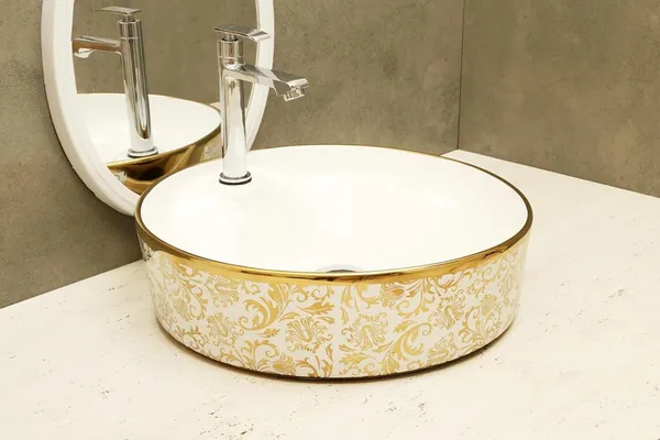 HISRE_Bathroom_Basins_&_Living_Room/Vessel/Sink_(17_x_17_x_5_Inch)_G2401_Table_Top_Basin_(Gold,_White)