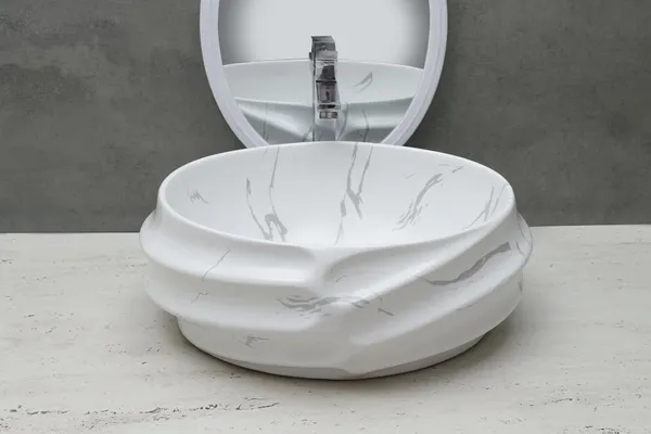 HISRE_White_Marble_Designer_Ceramic_Jinbio_ceramic_Wash_basin_Luxurious_Beutyfull_Table_Top_Bathroom_Sink_(19_x_14.5_x_5_Inch),_Style_-_3_Table_Top_Basin_(White)