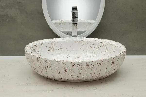 HISRE_Scalloped_Designer_Speckled_Ceramic_Countertop_Vessel_Sink_For_Bathroom_Wash_Basin_Over_Counter_(19_x_13.5_x_5.5_Inch)_(Style_-_1)_CE3300_Table_Top_Basin_(White)