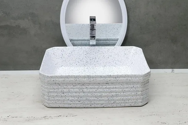 HISRE_Rectangular_White_Speckled_Ceramic_Table_Top_Wash_Basin_Countertop_Ceramic_Bathroom_Kitchen_Sink_(18_x_14_x_6_Inch)_(Style_-_3)_AM3207_Table_Top_Basin_(White)